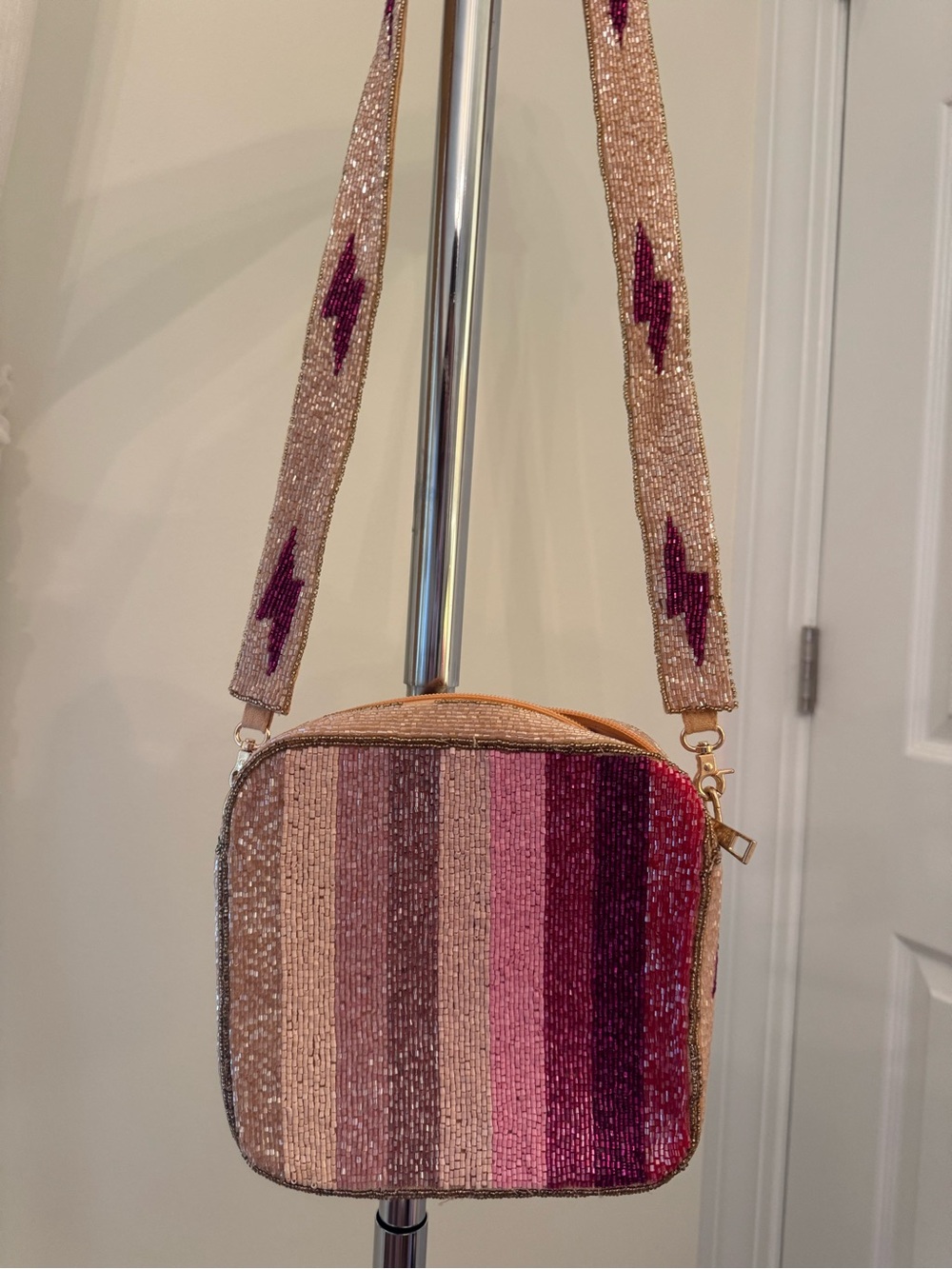 Pink Lightning - Beaded Box Purse